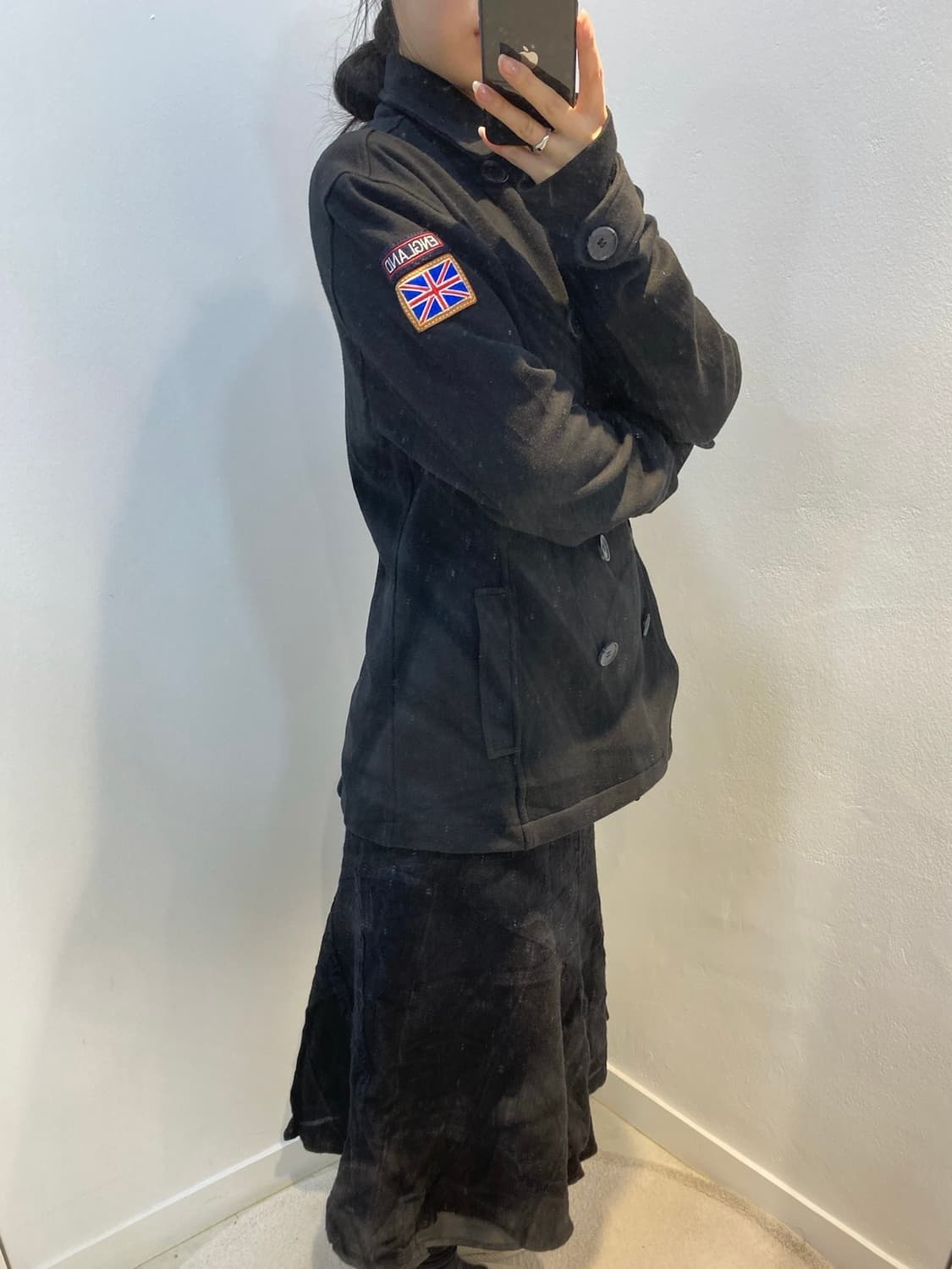 블랙 더블 숏 코트 상품이미지2