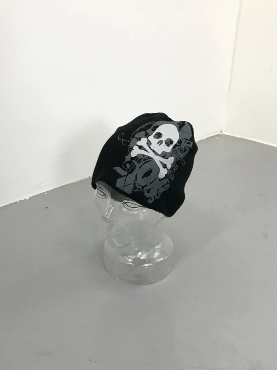 Y2K Skull Graphic Black Knit Beanie 상품이미지3