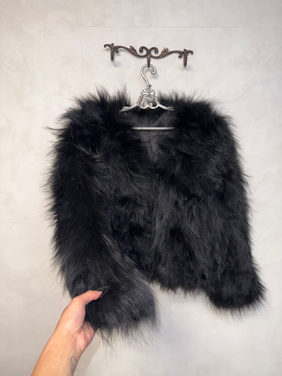 Black real fur buckle short jacket  상품이미지2