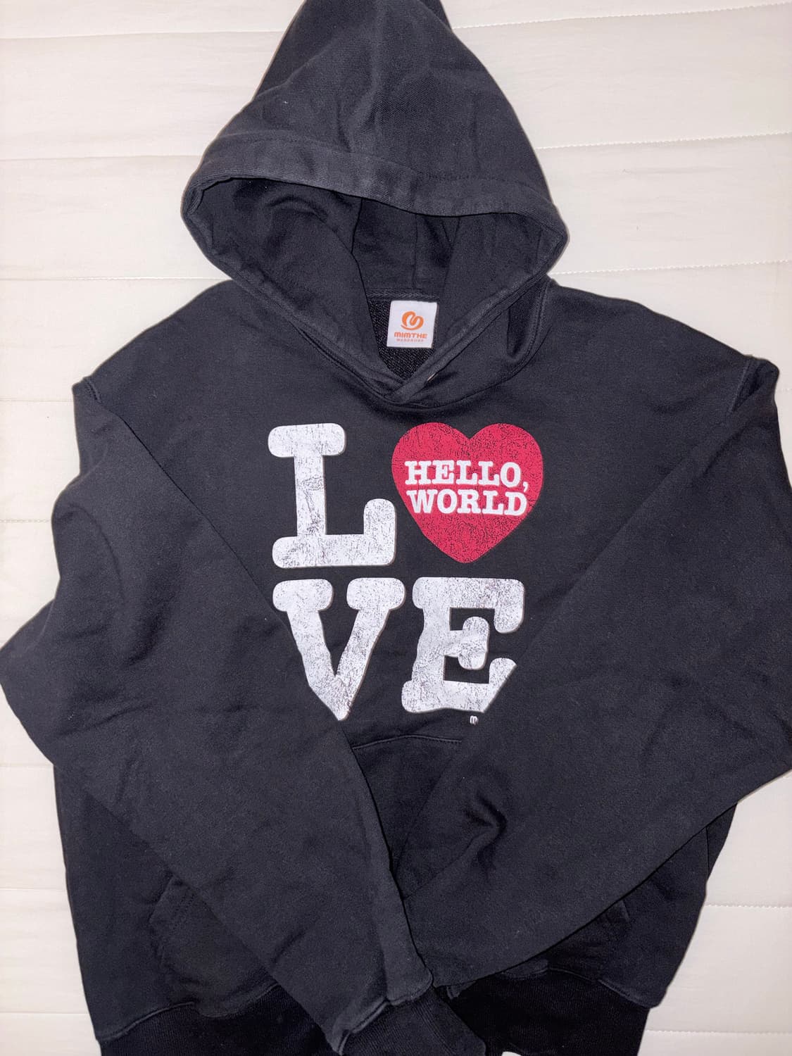 밈더워드로브 헬로 월드 love 후드티 상품이미지2