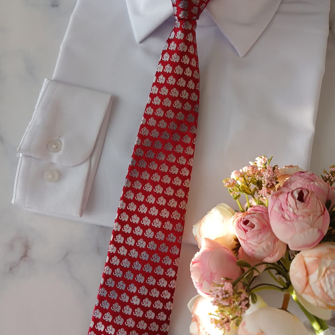 아쿠아스큐텀 실크 코끼리 패턴 넥타이 8.5cm A+등급 A19406
 상품이미지5