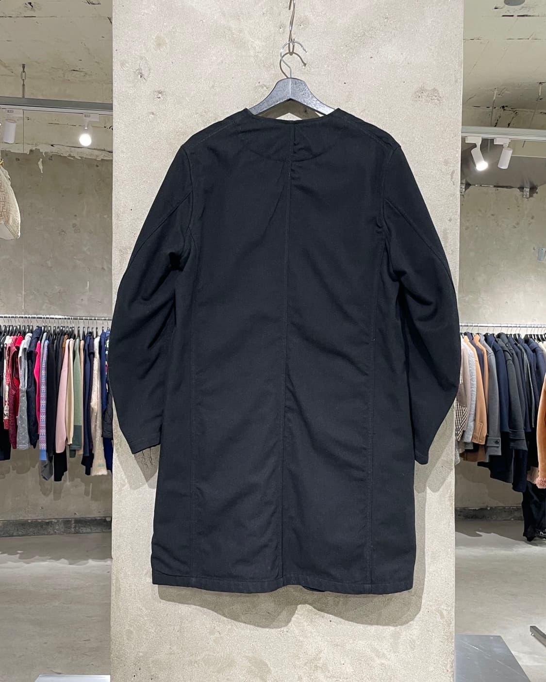 니들스 블랙 논 카라 울 혼방 롱 자켓 상품이미지6