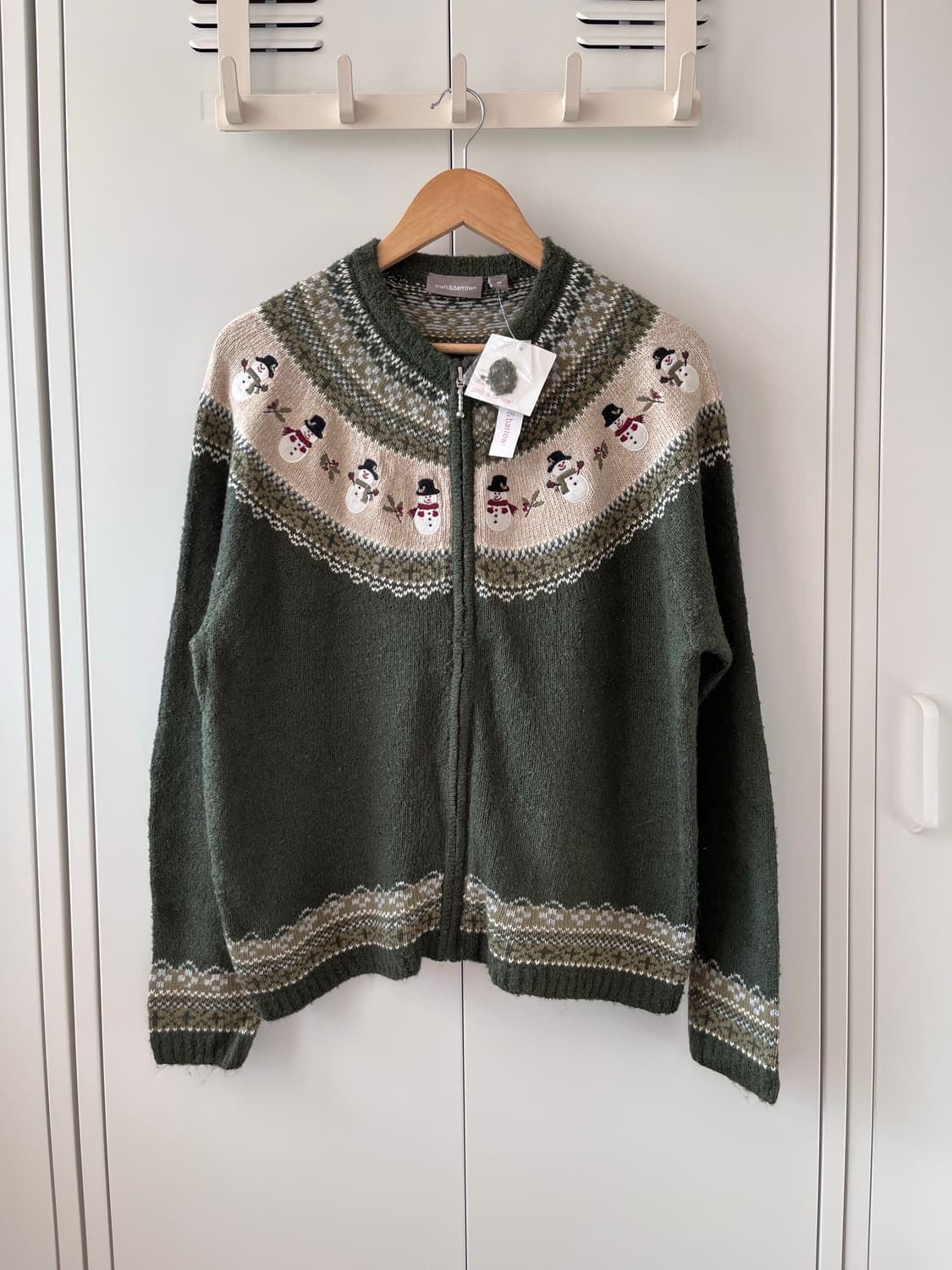 Croft & barrow 눈사람 자수 니트 가디건 그린 상품이미지1