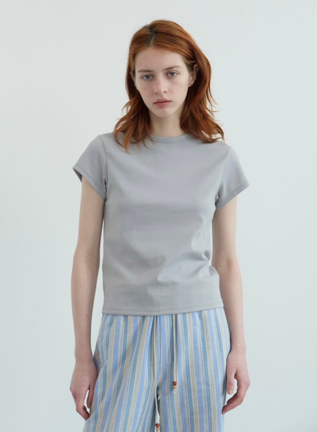 엔조블루스 파스텔 캡 슬리브 티셔츠 Light Grey 상품이미지1