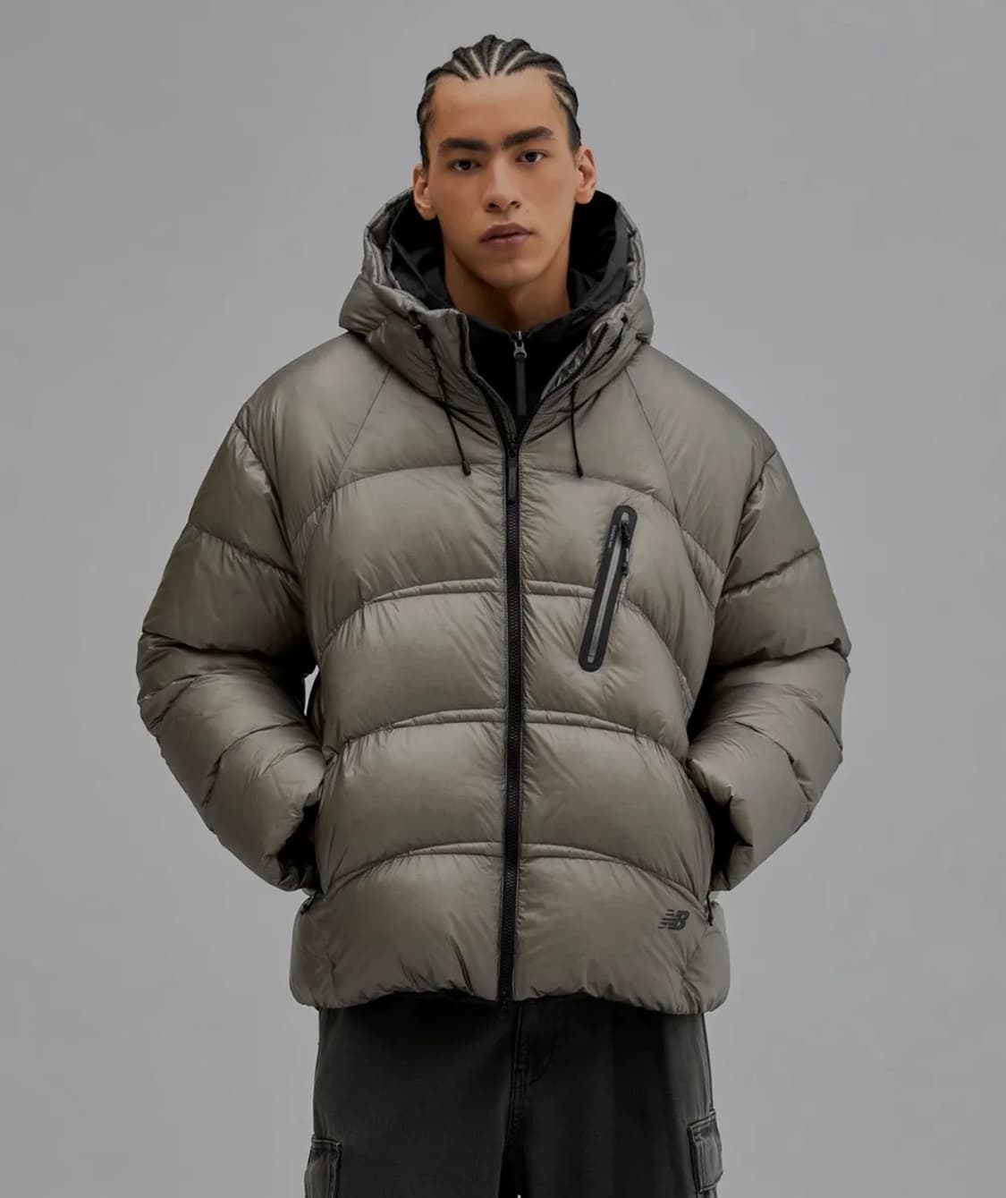 [M]뉴발란스 플라잉77 슈퍼라이트 후드 구스다운 그레이 상품이미지1