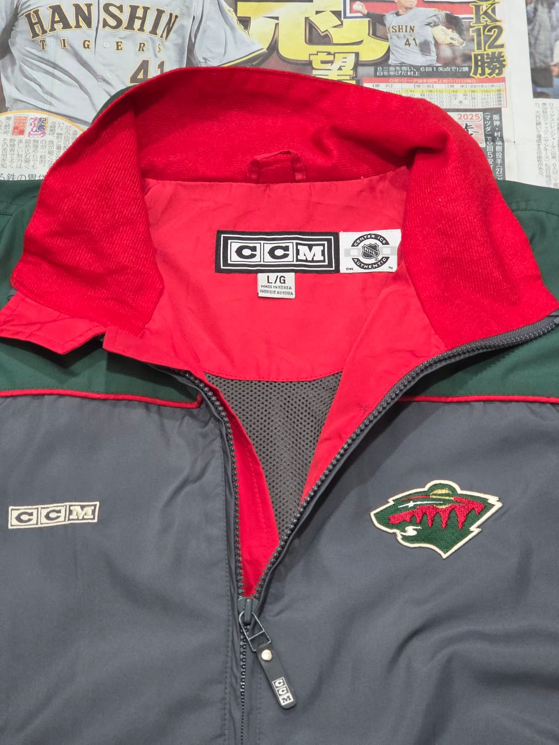 90's CCM 미네소타 와일드 윈드브레이커 L 상품이미지3