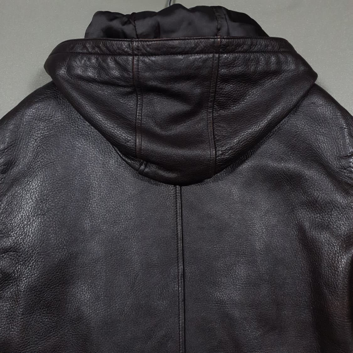실측 M) 빈티지 양가죽 램스킨 엘보 디테일 레더 후드 자켓 브라운 상품이미지9