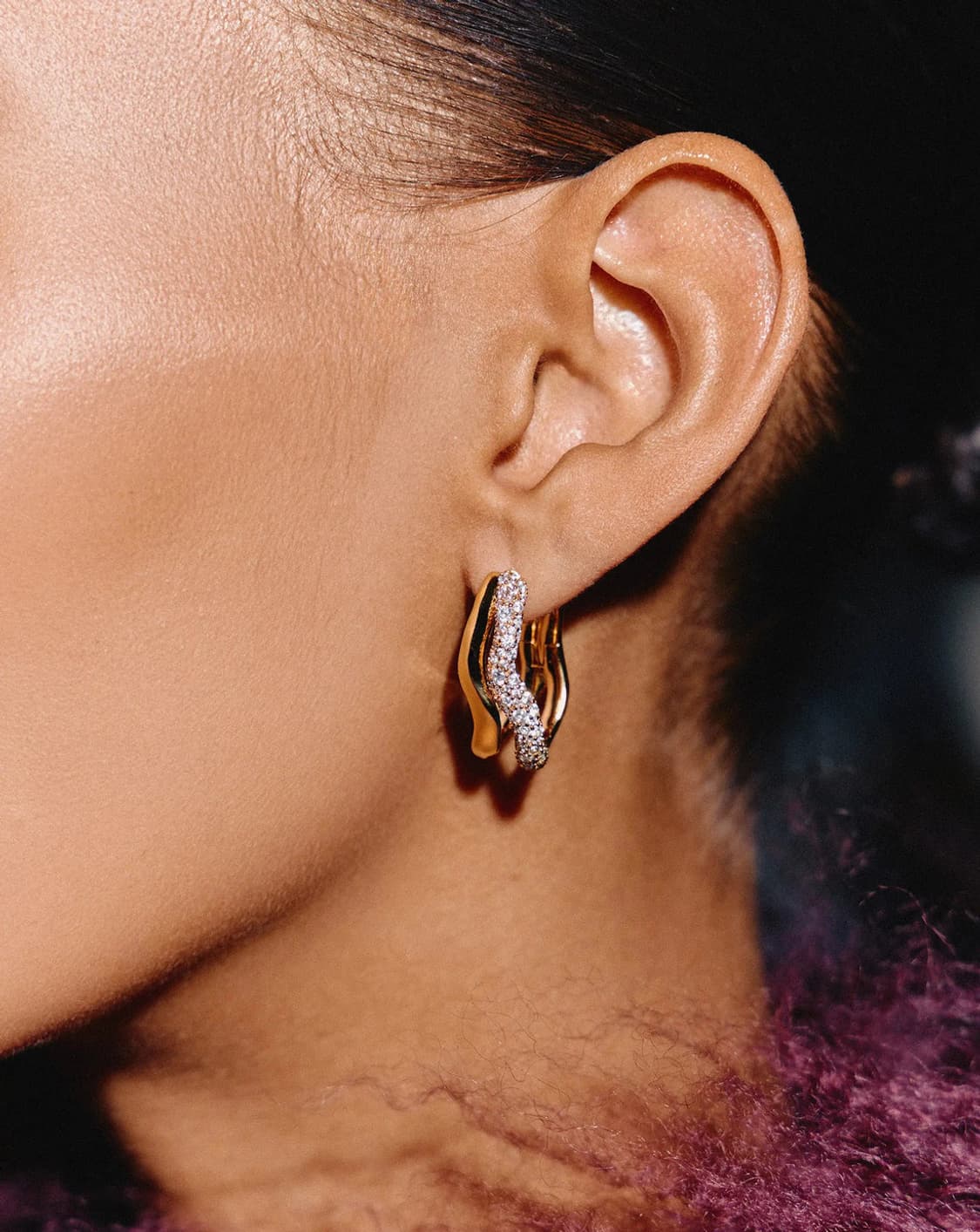 Missoma 미쏘마 몰튼 스노우 더블 미디엄 후프 귀걸이 상품이미지3