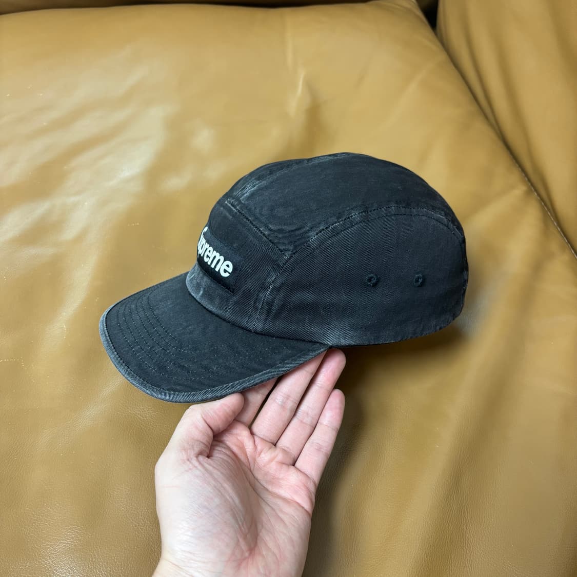슈프림 캠프캡 모자 박스로고 워시드 블랙 상품이미지4