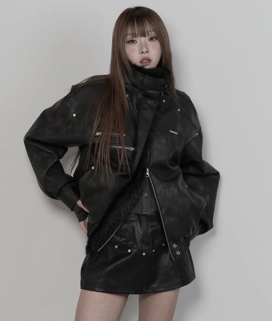 에트오소메 피그먼트 무스탕 퍼 점퍼 상품이미지1