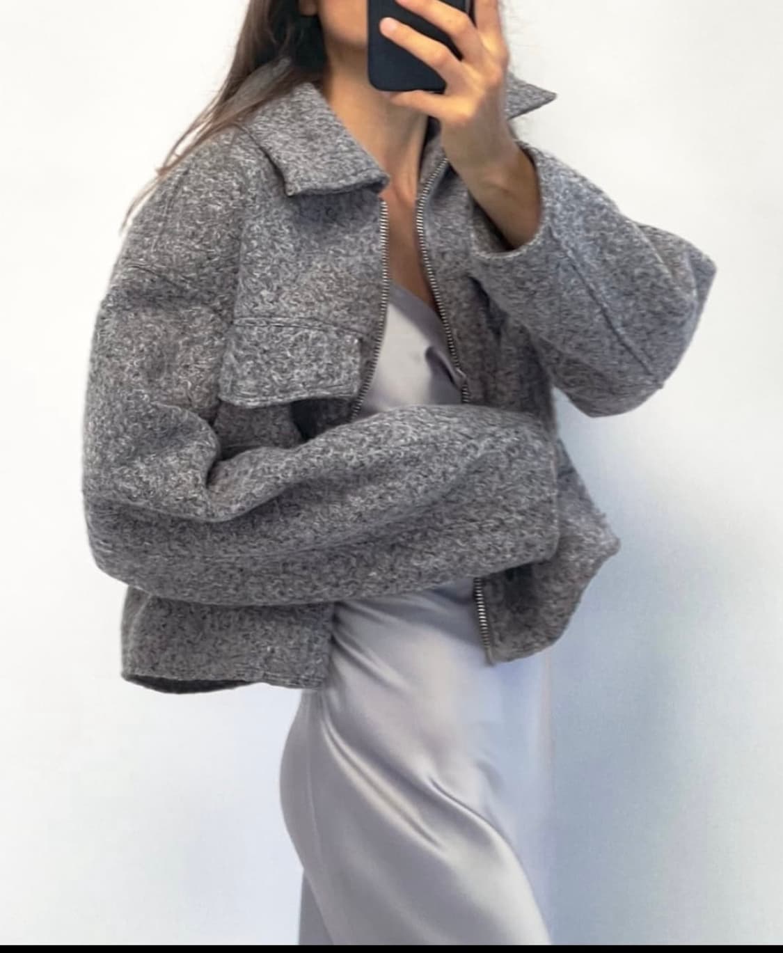 [한국M]ZARA 크롭 부클레 자켓/그레이 상품이미지3