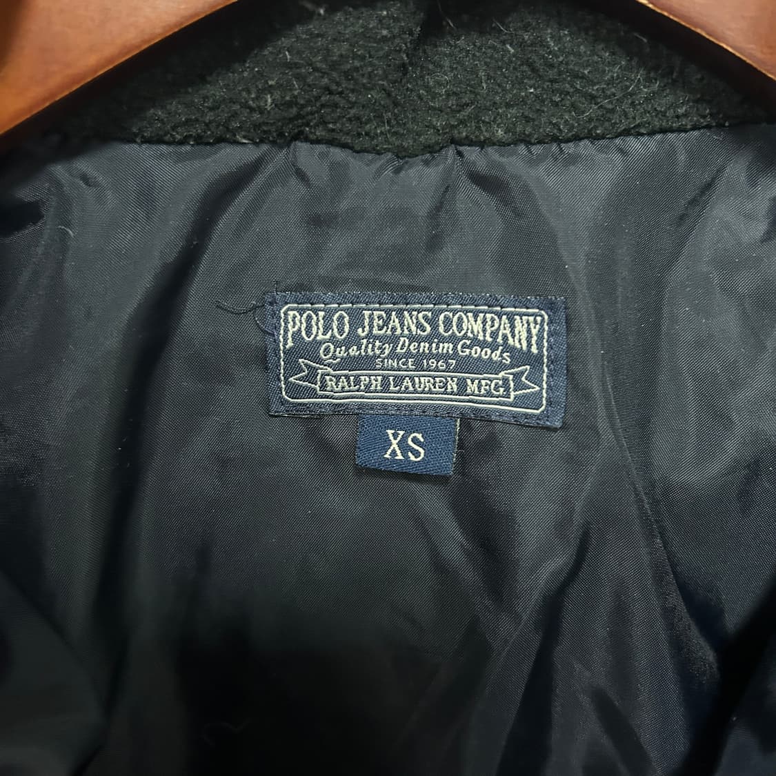 폴로 진스 자수로고 네이비 덕다운 후드 퍼 숏패딩 상품이미지5