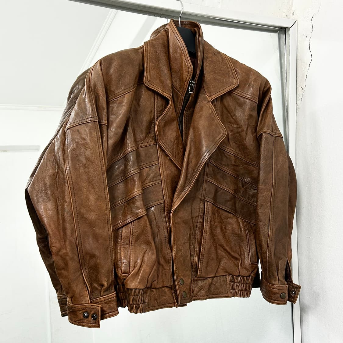 H.B. Leather 양가죽 레이어드 웨스턴 봄버 자켓 상품이미지4