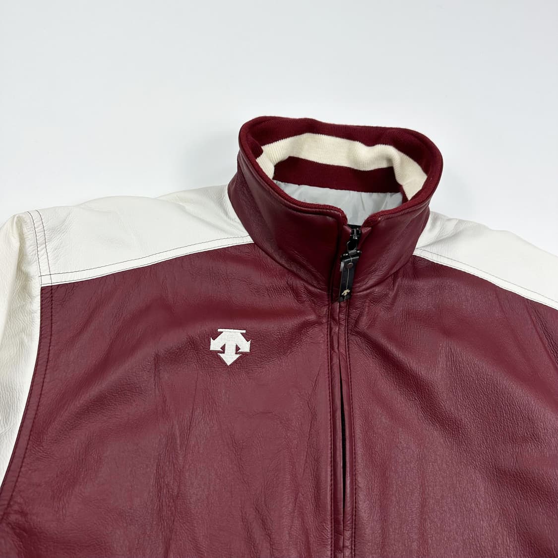 데상트 동계 레더 스타디움 자켓 야구점퍼 버건디 L 상품이미지5