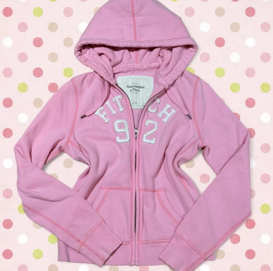아베크롬비 앤 피치 빈티지 핑크 패치 후드 집업 상품이미지1