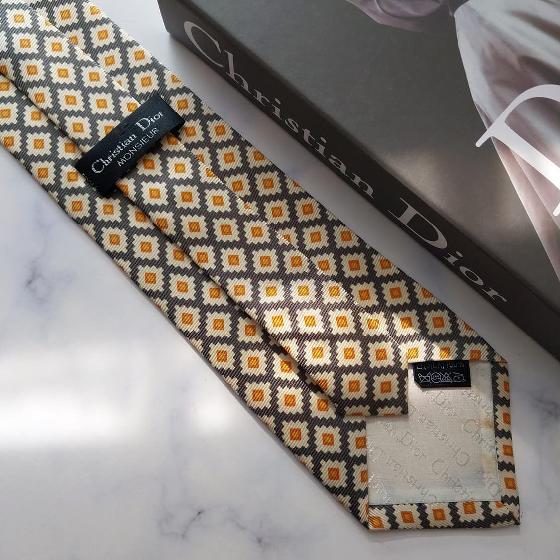 크리스찬 디올 실크 지오메트릭 패턴 넥타이 9.6cm A등급 K2135 상품이미지7