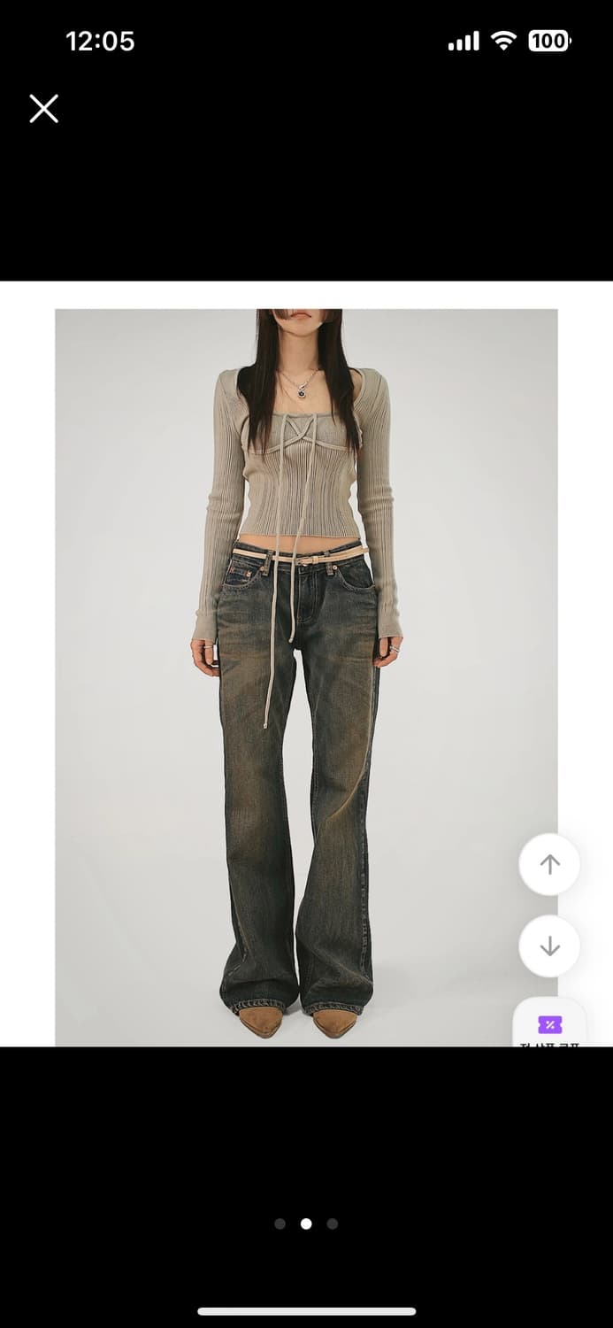 [시크윈] 라이닝 스퀘어넥 페미닌 스트랩 긴팔 니트탑 상품이미지2