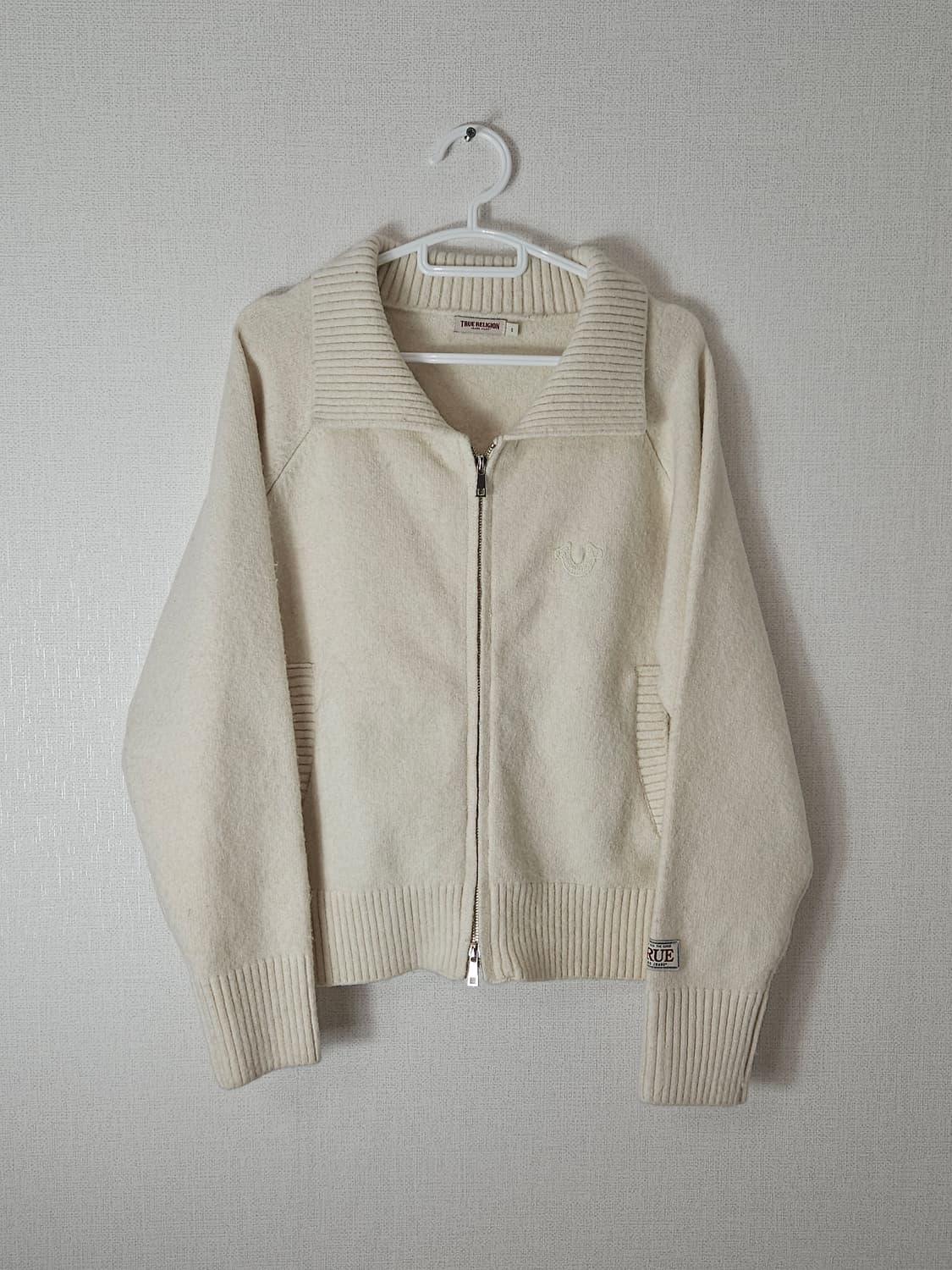 트루릴리전 니트집업 자켓 하이넥 빈티지패치 S 상품이미지3