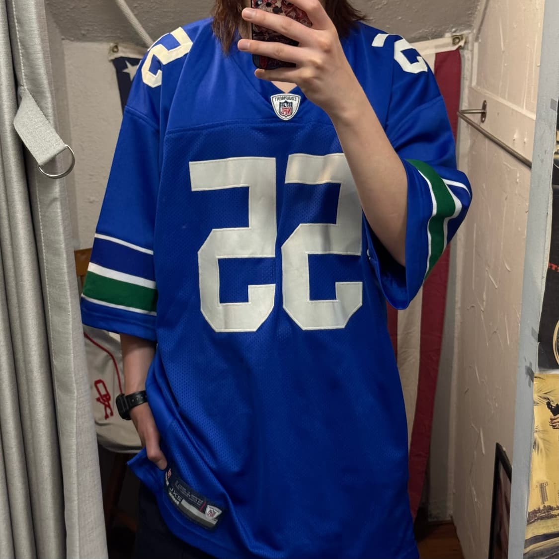리복 NFL 이큅먼트 시애틀 시호크스 풋볼 저지 블루 상품이미지1