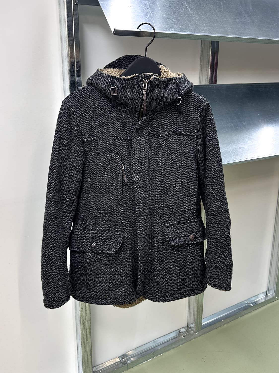 harris tweed wool zip hooded coat 상품이미지4