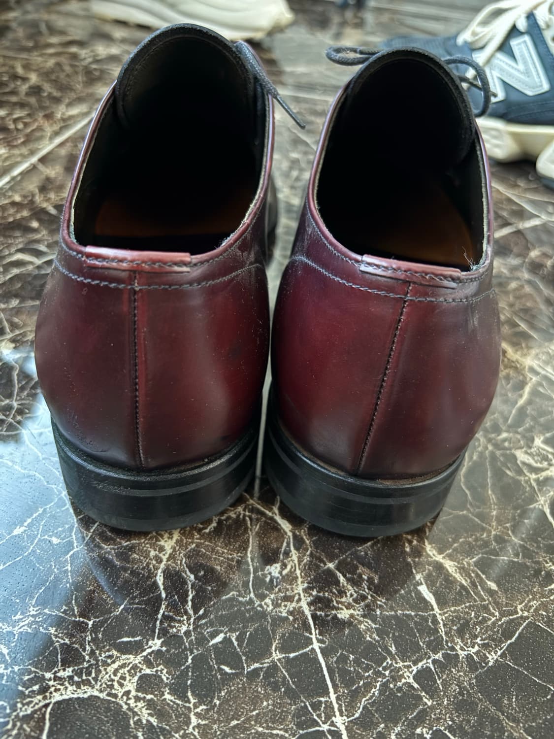 (UK9) 프라다 스트레이트 팁 캡토 옥스포드 더비 버건디 상품이미지4