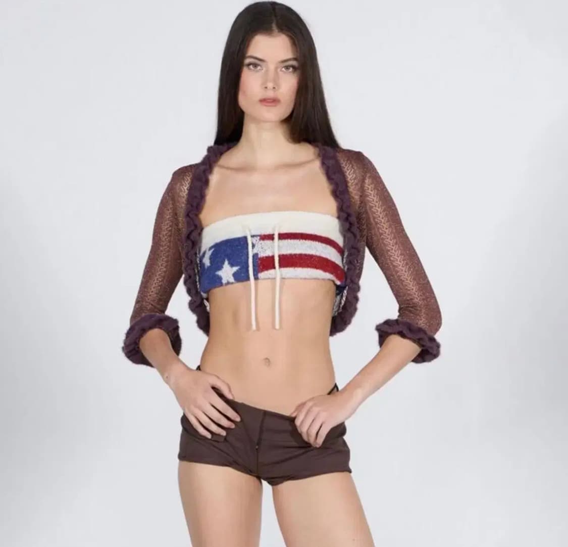 스컬프터 Fur Trimming Glitter Shrug Brown 상품이미지1