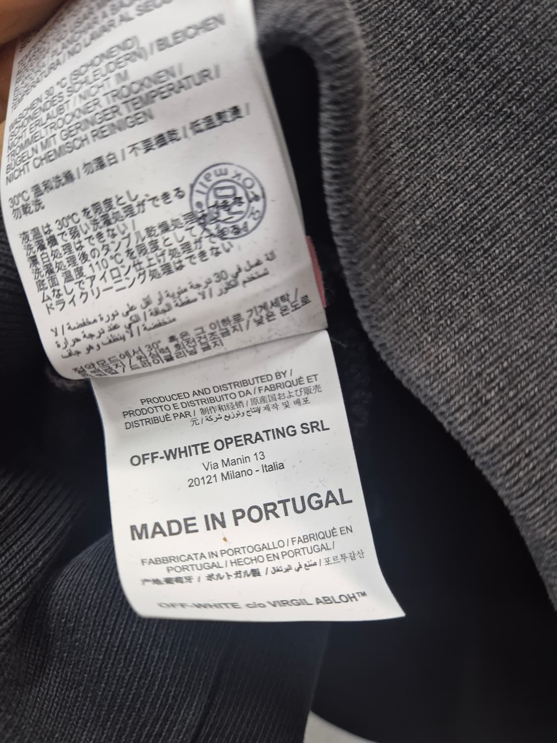 오프화이트 먹색 후드티  / M (정품) 상품이미지5