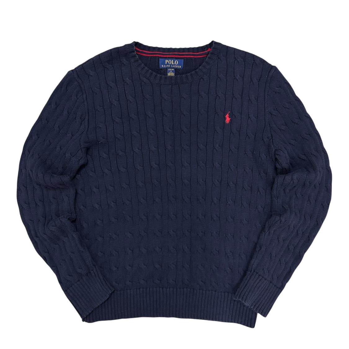 폴로 QR라벨 네이비 케이블니트(L(14-16)) 상품이미지1