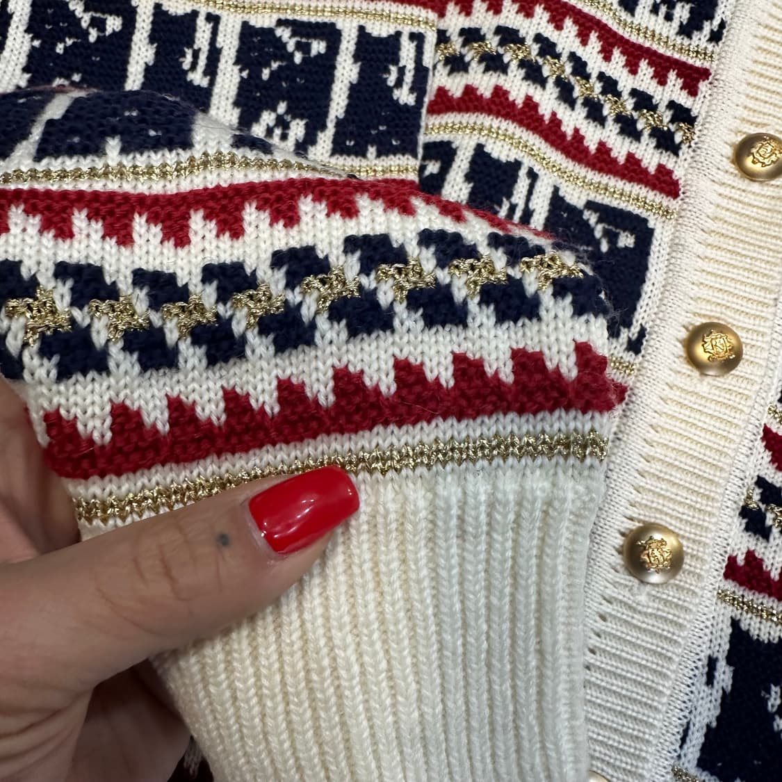 재패니즈빈티지 캣 패턴 울 혼방 가디건M 상품이미지3