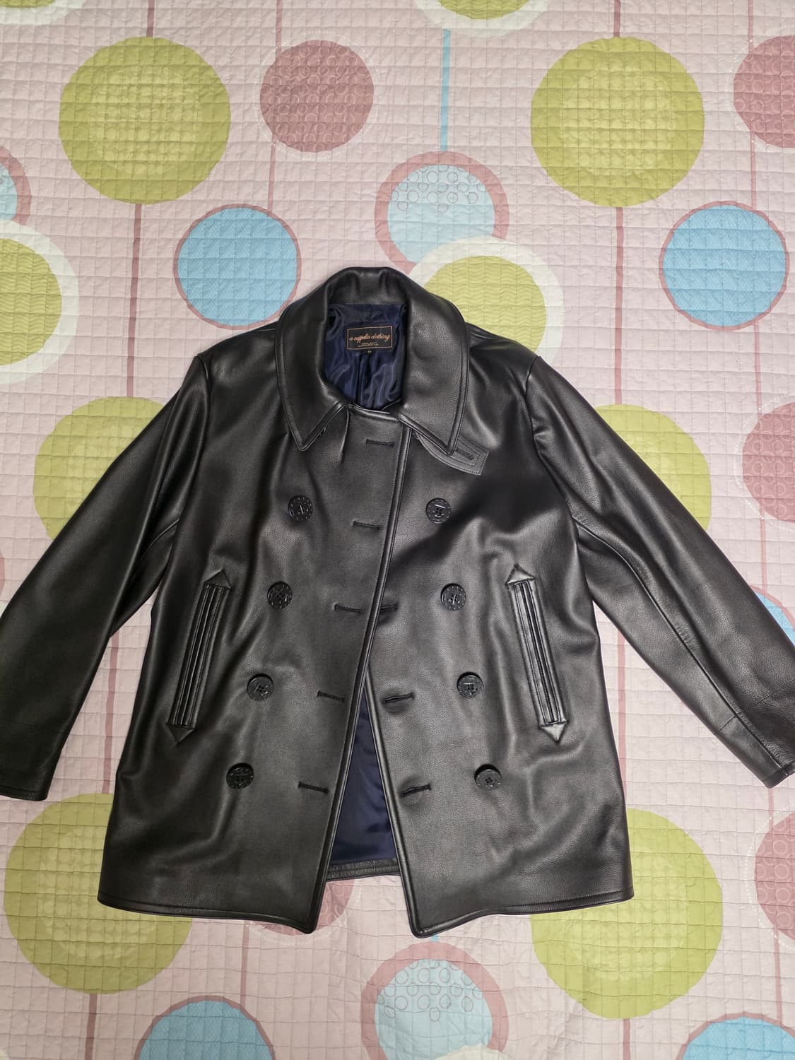 아카펠라 클로딩 가죽 피코트 블랙 44사이즈 판매 상품이미지1