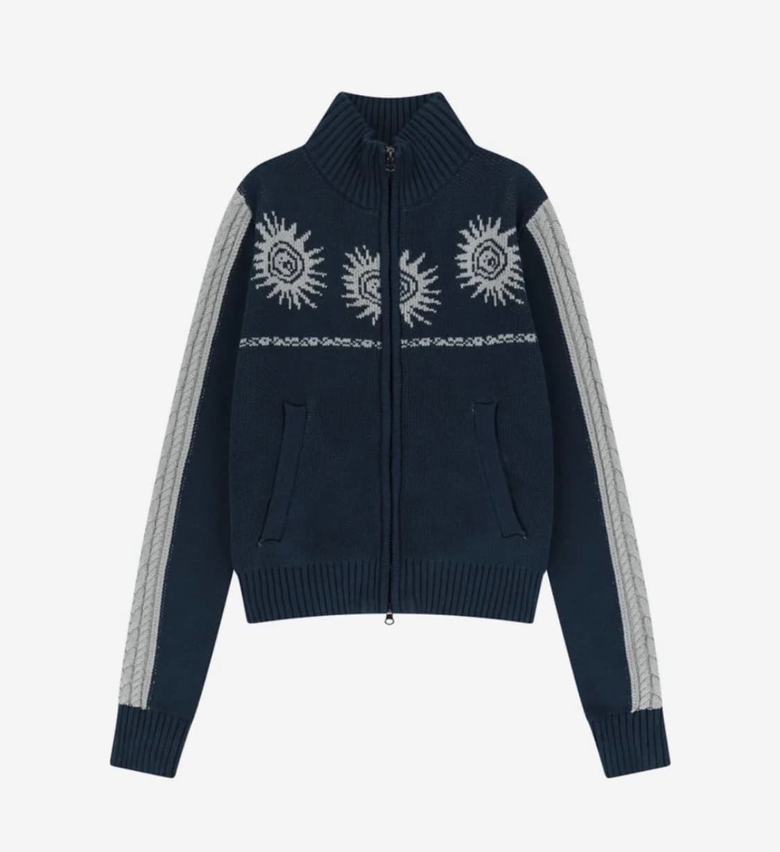 (구매)Aakam 아캄 Sun Jacquard 집업 네이비 2 사이즈  상품이미지1