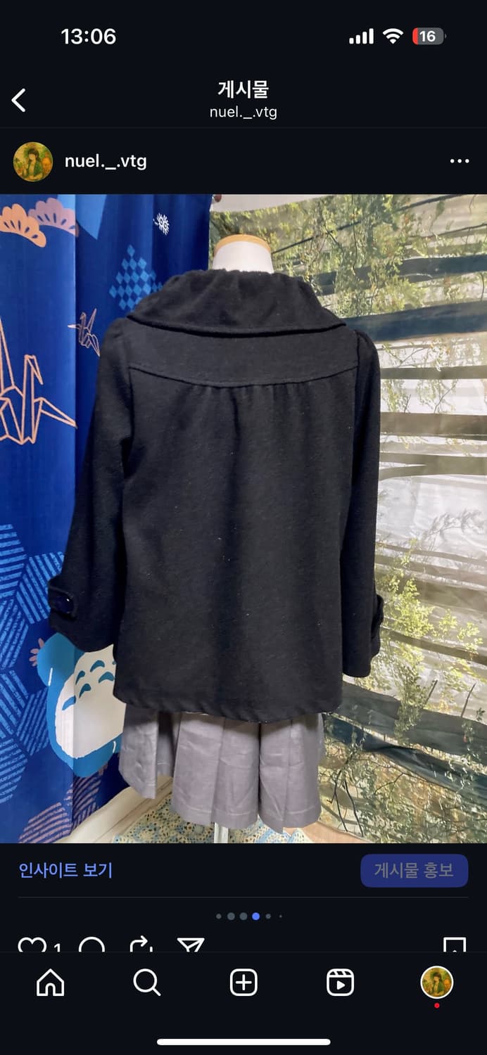 빈티지 둥근 카라 빅카라 A라인 코트 사와코 세트 모리걸 상품이미지4