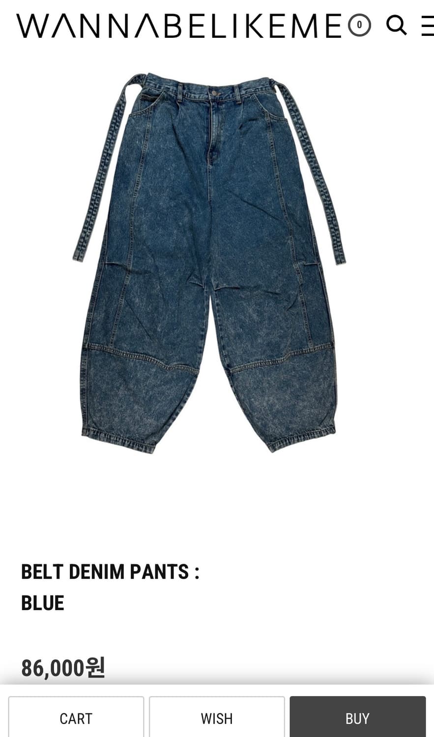 Wannabelikeme BELT DENIM PANTS:blue 상품이미지1