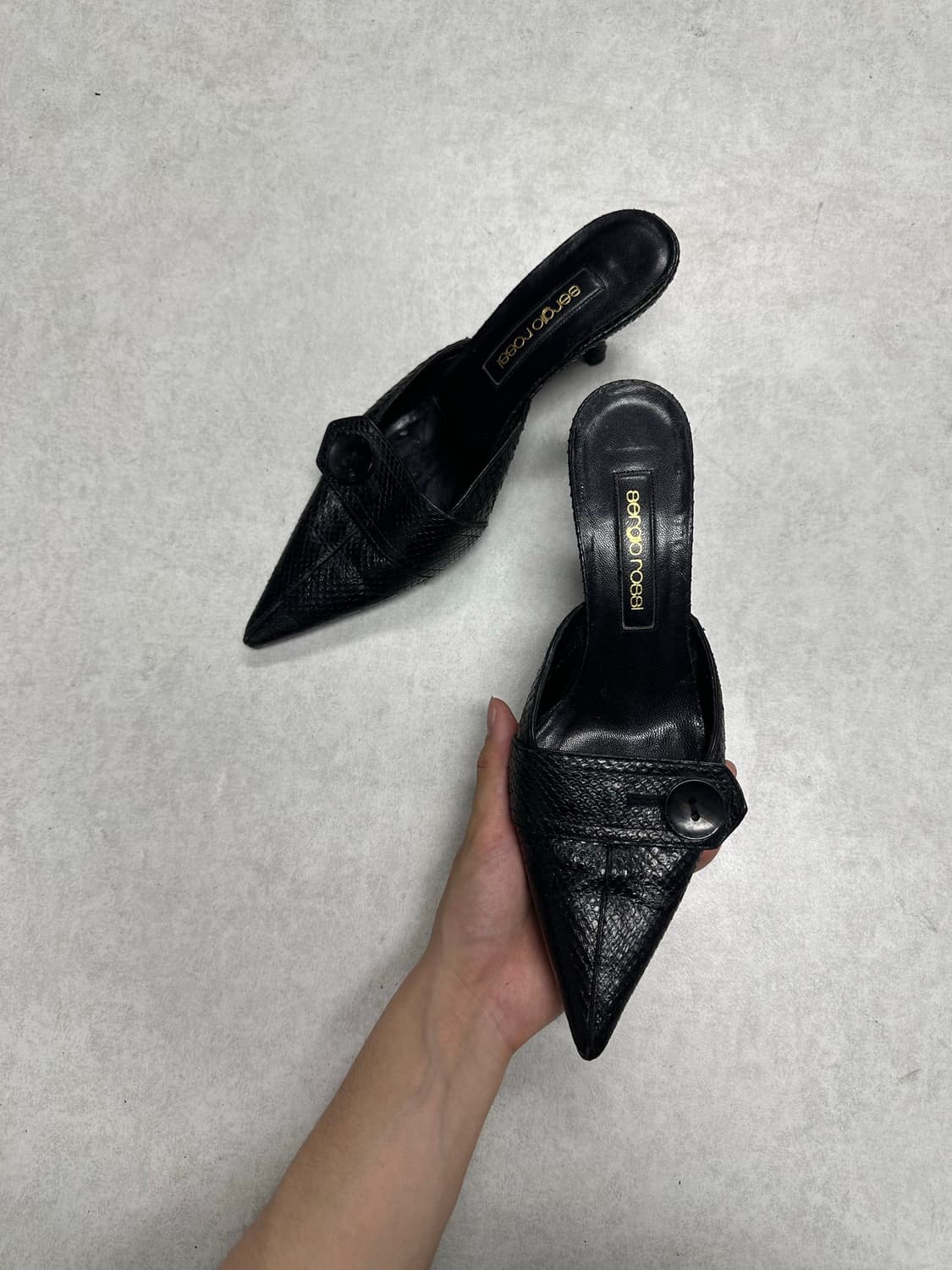 세르지오 로시 파이톤 버튼 힐 상품이미지5