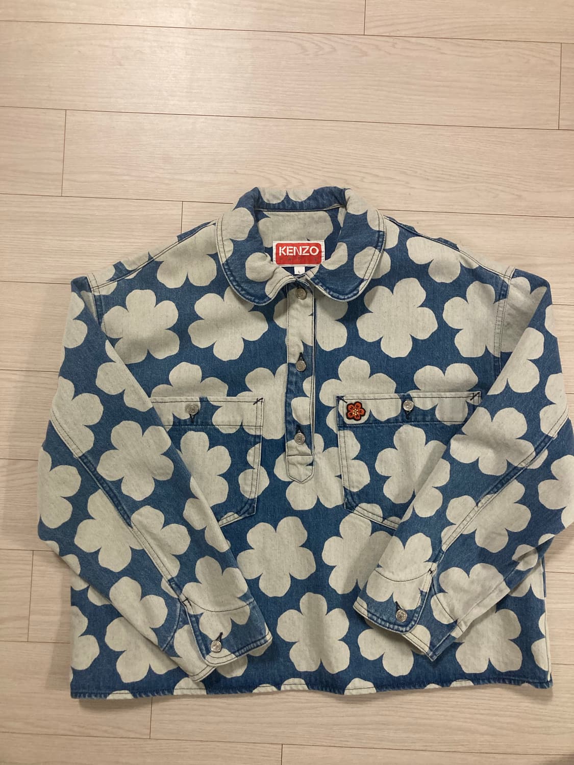 겐조 니고 플라워 포피 데님 우먼오버셔츠 L 팝니다 상품이미지2