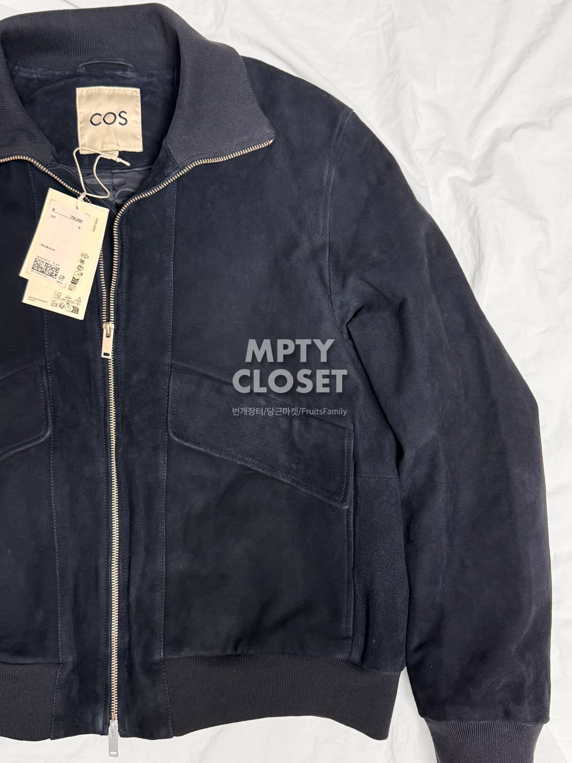 [M] COS 컬렉션 하이넥 스웨이드 플라이트 자켓 네이비 상품이미지4