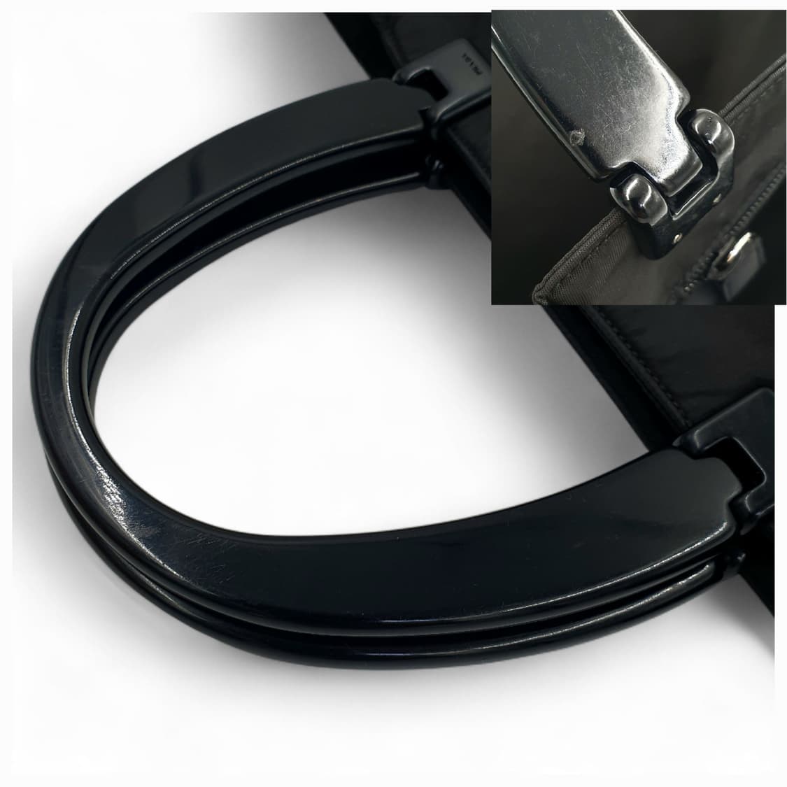 프라다 리나일론 블랙 플라스틱 핸들 토트백 상품이미지7