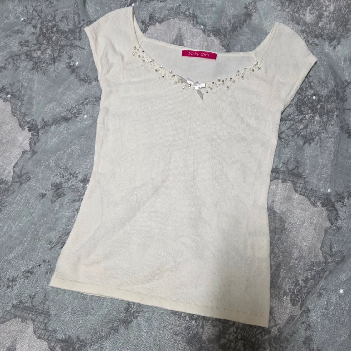 핑키걸즈 달천 리본 로걀탑 갸루일브리즈리사 볼레로 가디건 세트 상품이미지2