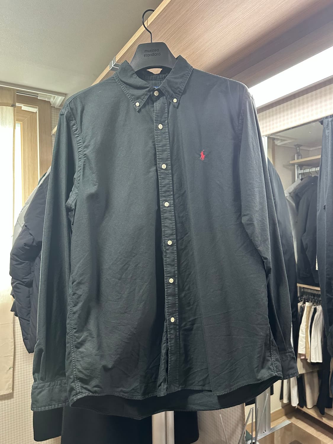 폴로랄프로렌 가먼트다이 옥스포드셔츠 클래식핏 블랙 L 상품이미지1