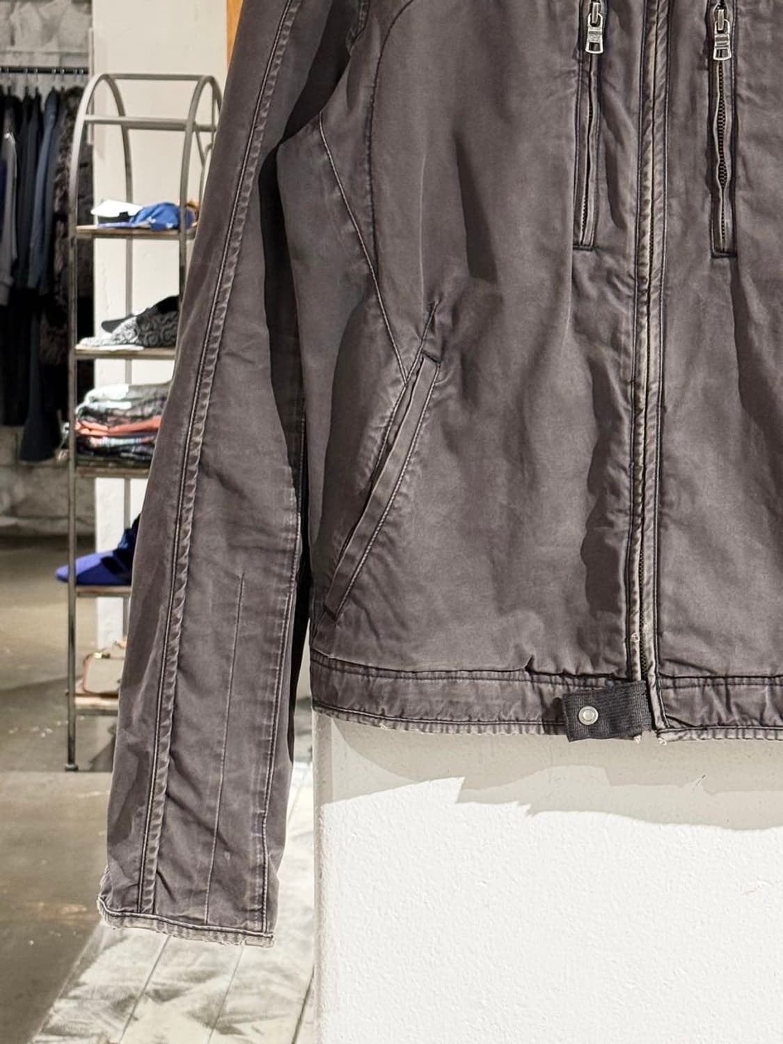 아르마니 익스체인지 딥그레이 워시드 코튼 바이커 자켓 상품이미지4