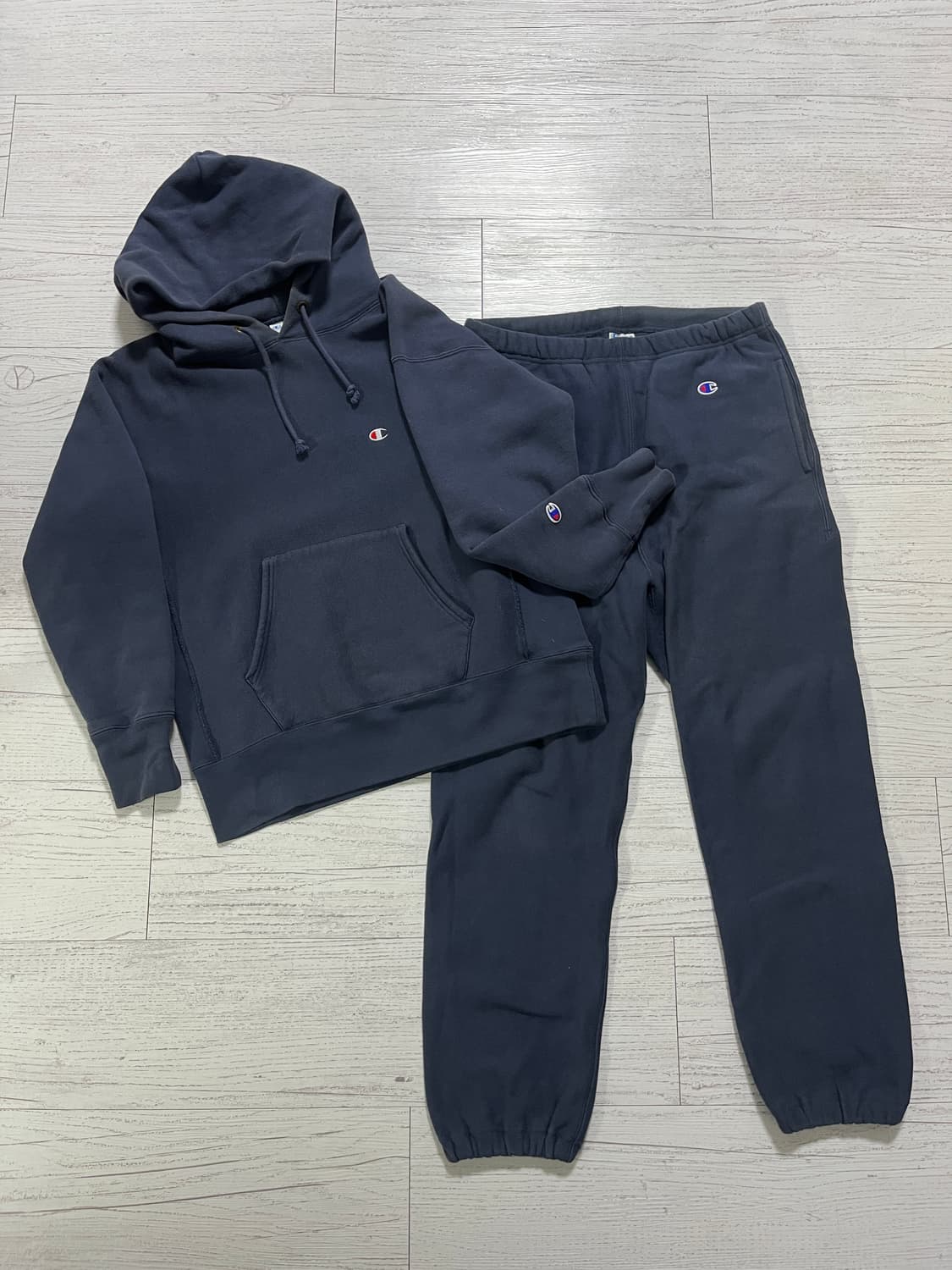 챔피온 기모 후드스웨트셔츠&밴딩조거팬츠 셋업  (NAVY) 상품이미지1