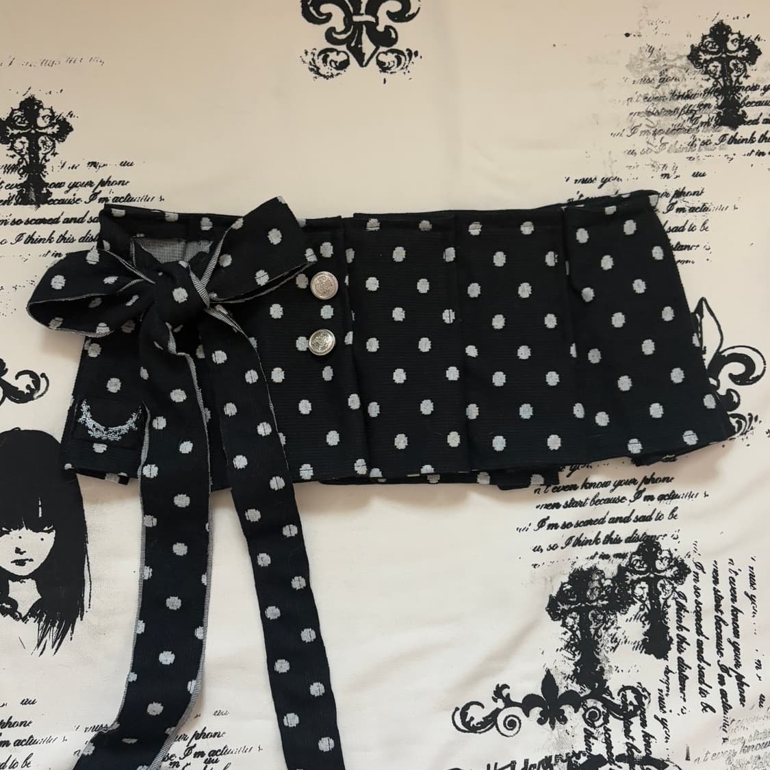 • black Dot Pleated Layered Skirt 상품이미지4