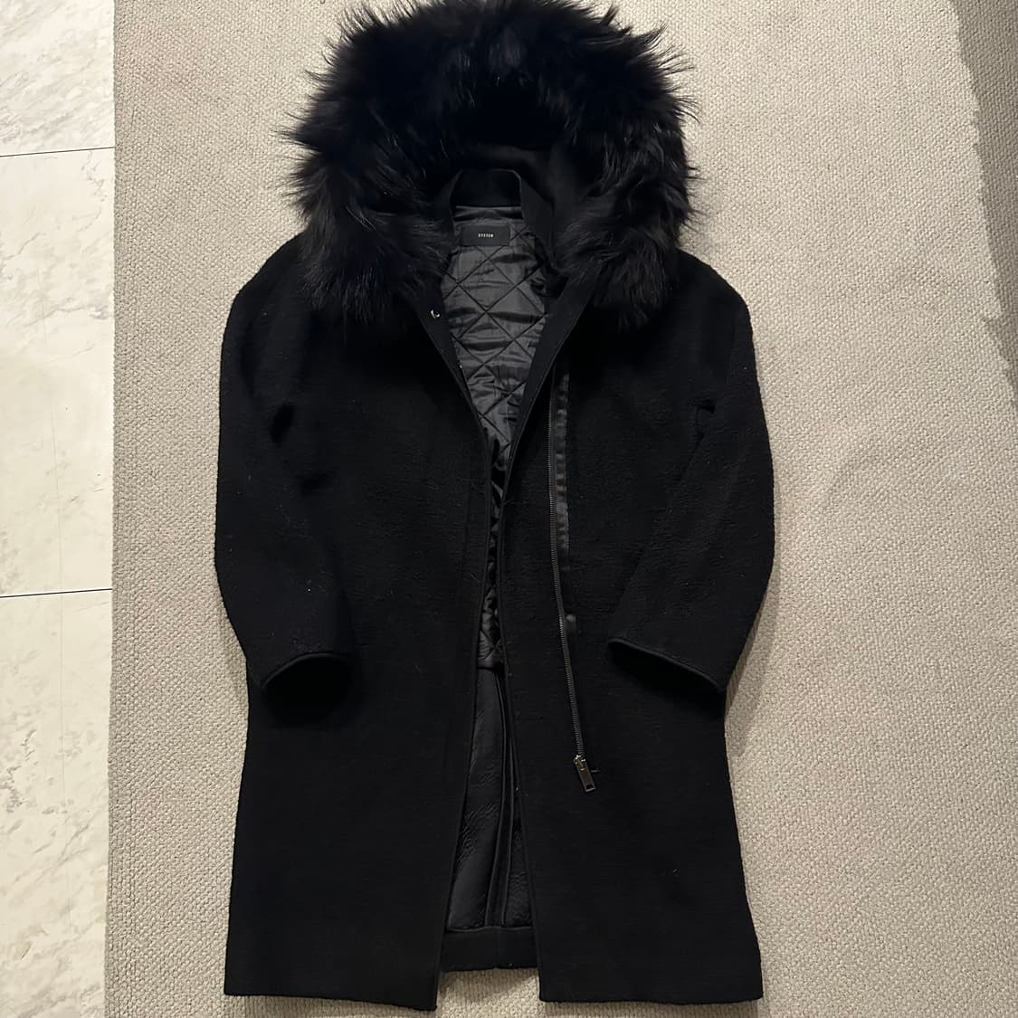 시스템 SYSTEM 라쿤 퍼 트리밍 울 자켓 상품이미지2