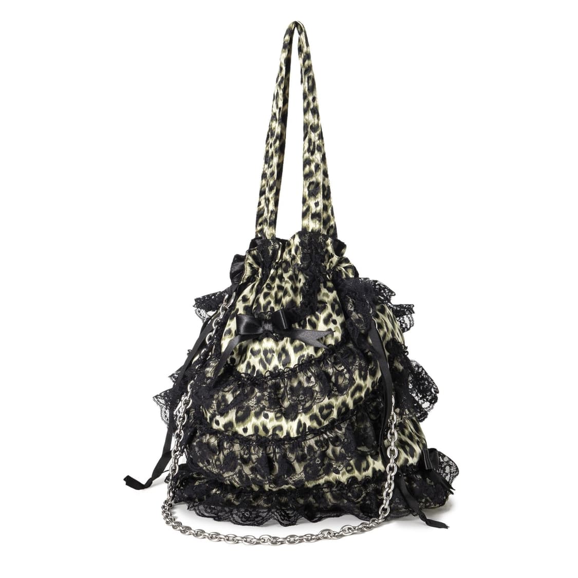 베이비메탈클럽 레오파드 체인 리본 가방 레이스 갸루 Y2K 호피 베메클 상품이미지1