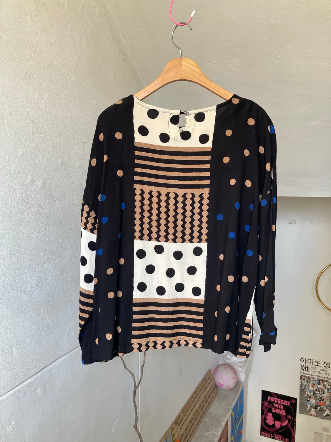 도트 프린팅 코튼 셔츠 블라우스 상품이미지5