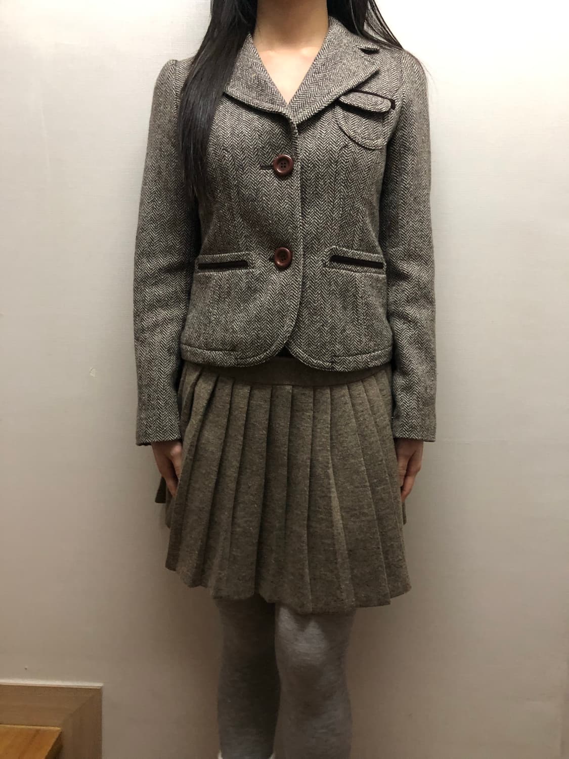 빈티지 브라운 울 헤링본 자켓 상품이미지6