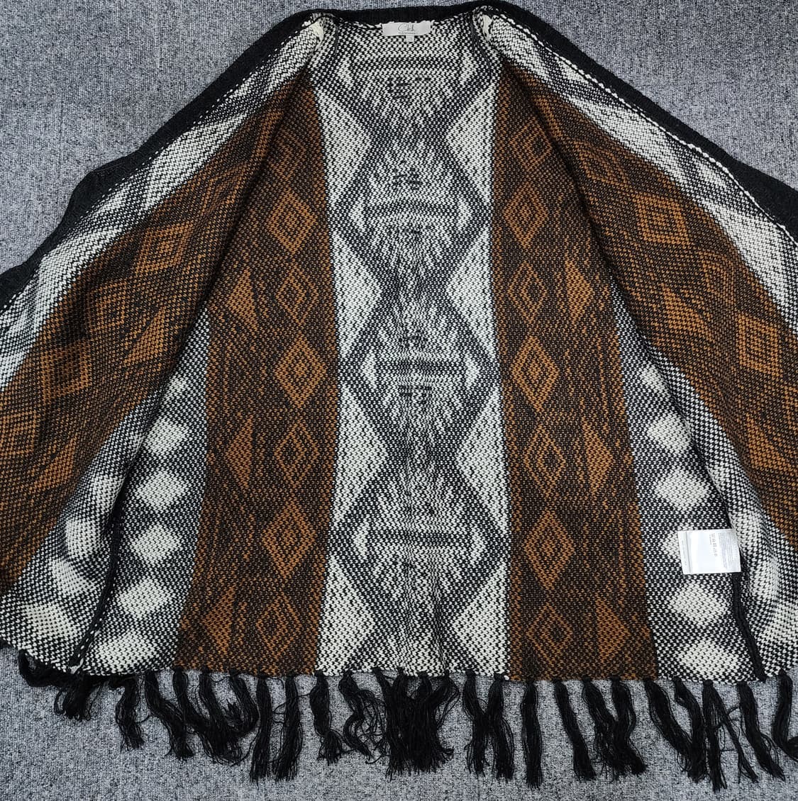 Clockhous 빈티지 패턴 프런지 가디건 S/M 상품이미지4