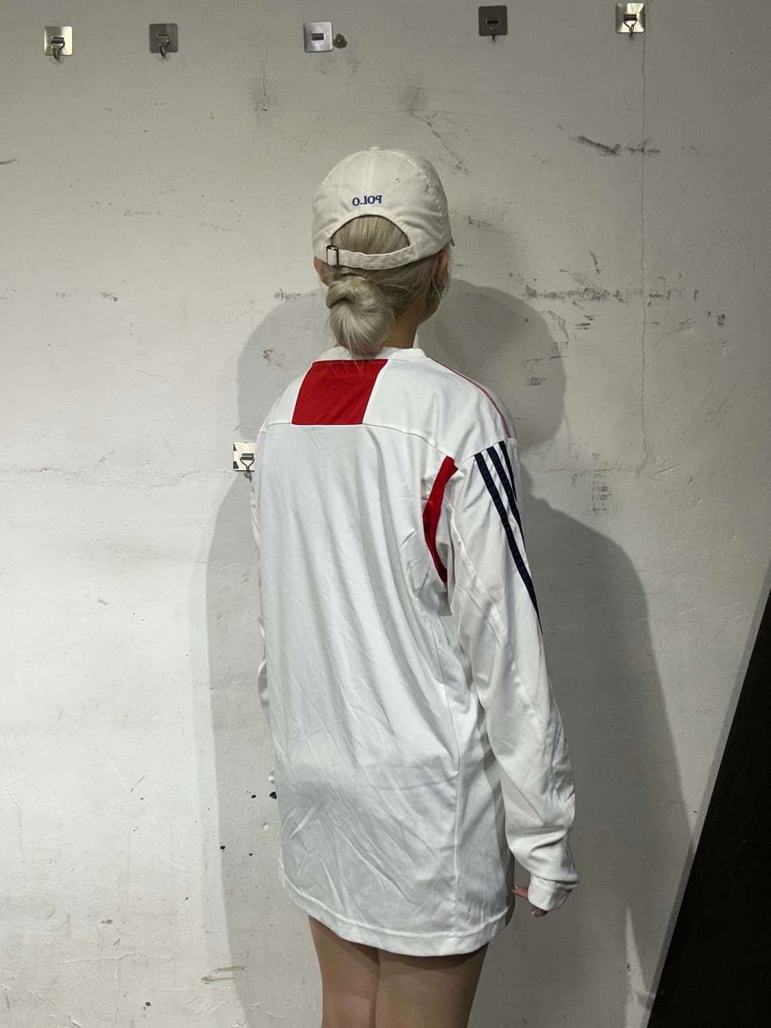 아다다스 고프코어 화이트 롱슬리브 블랙 삼선 기능성 긴팔티 L 상품이미지3