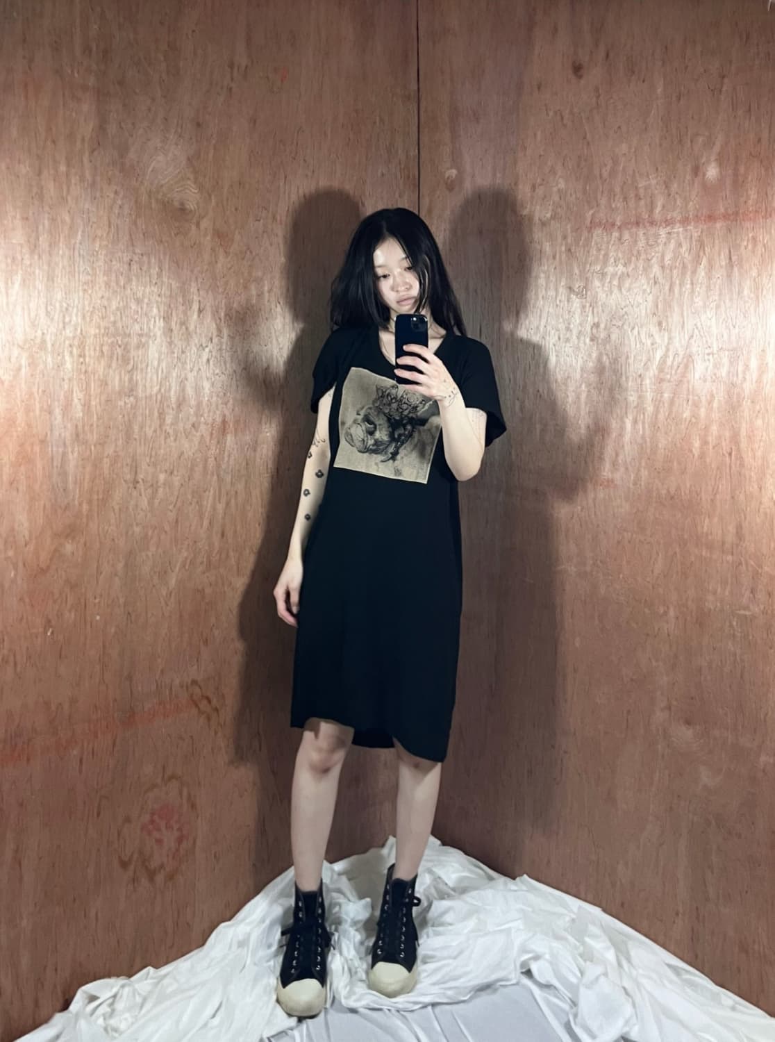 트리콧 꼼데가르송 블랙 벨벳 하이탑 스니커즈 상품이미지2