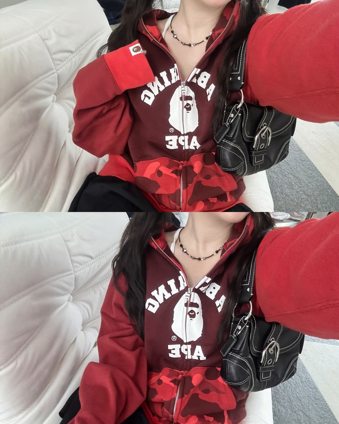 (새상품) 베이프 크레이지 카모 컬리지 후드집업 상품이미지1